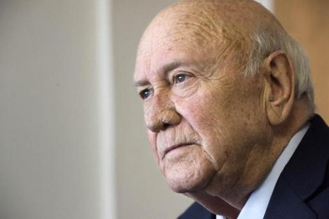 AfSud: mea culpa de l'ex-président de Klerk après avoir "nié" la gravité de l'apartheid