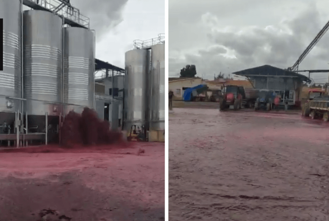VIDEO. 50.000 litres de vin s'échappent d'une cuve en Espagne