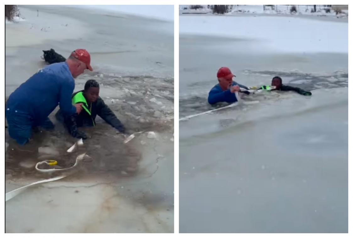 VIDEO. Un enfant sauvé de la noyade dans un étang gelé par des promeneurs