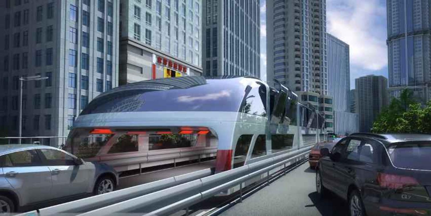 VIDEO. Ce bus du futur, capable de rouler au-dessus des voitures, sera testé cet été