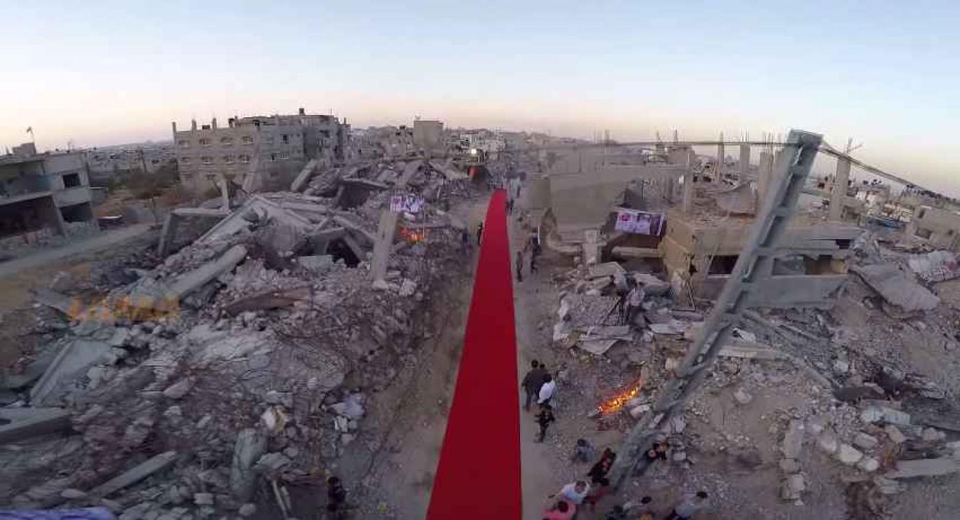 Un tapis rouge déroulé au milieu des ruines à Gaza pour un autre festival du film
