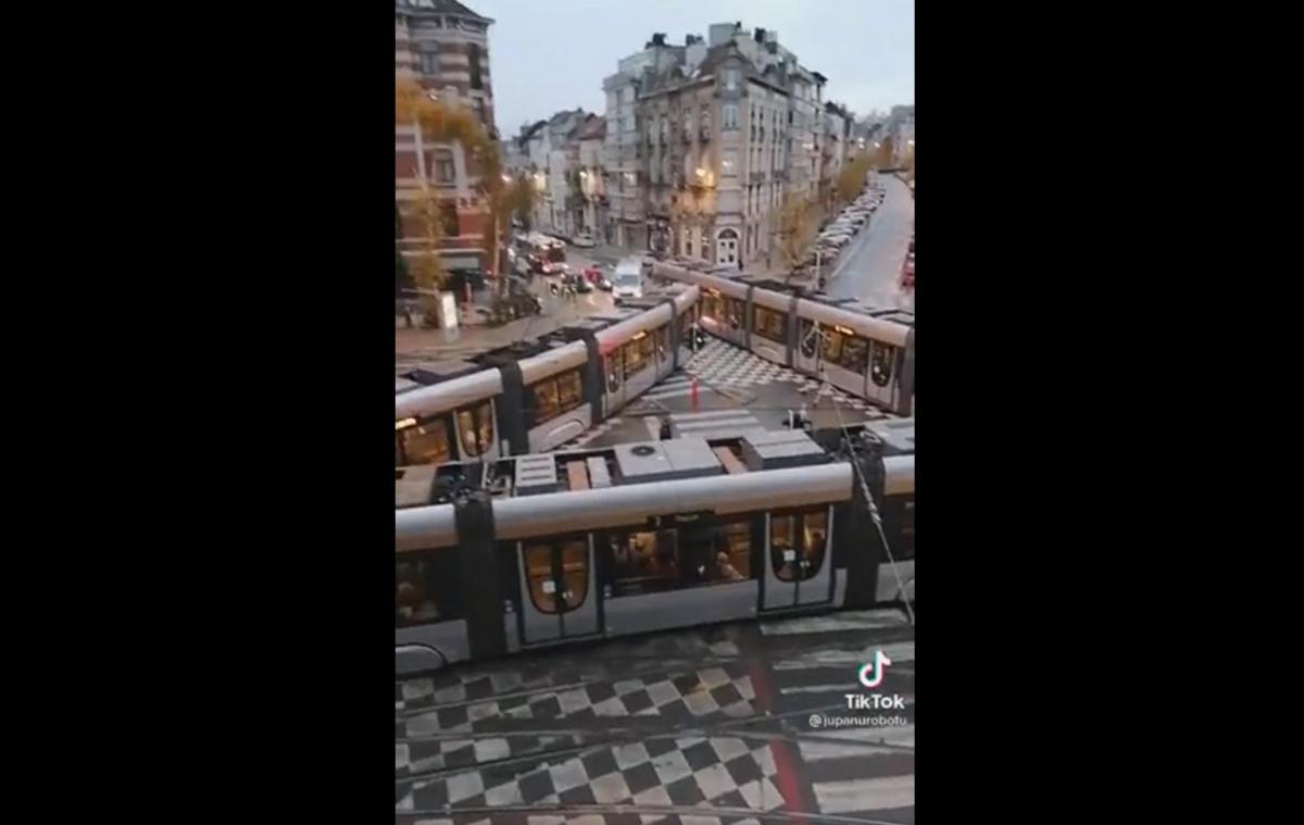 Une vidéo montrant trois trams bloqués à Bruxelles fait le buzz sur TikTok