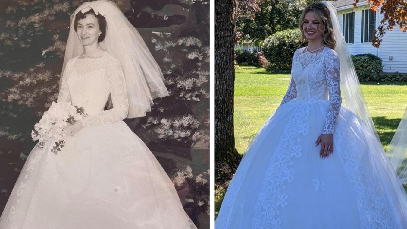 Elle se marie avec la robe de mariée que portait sa grand-mère il y a 60 ans