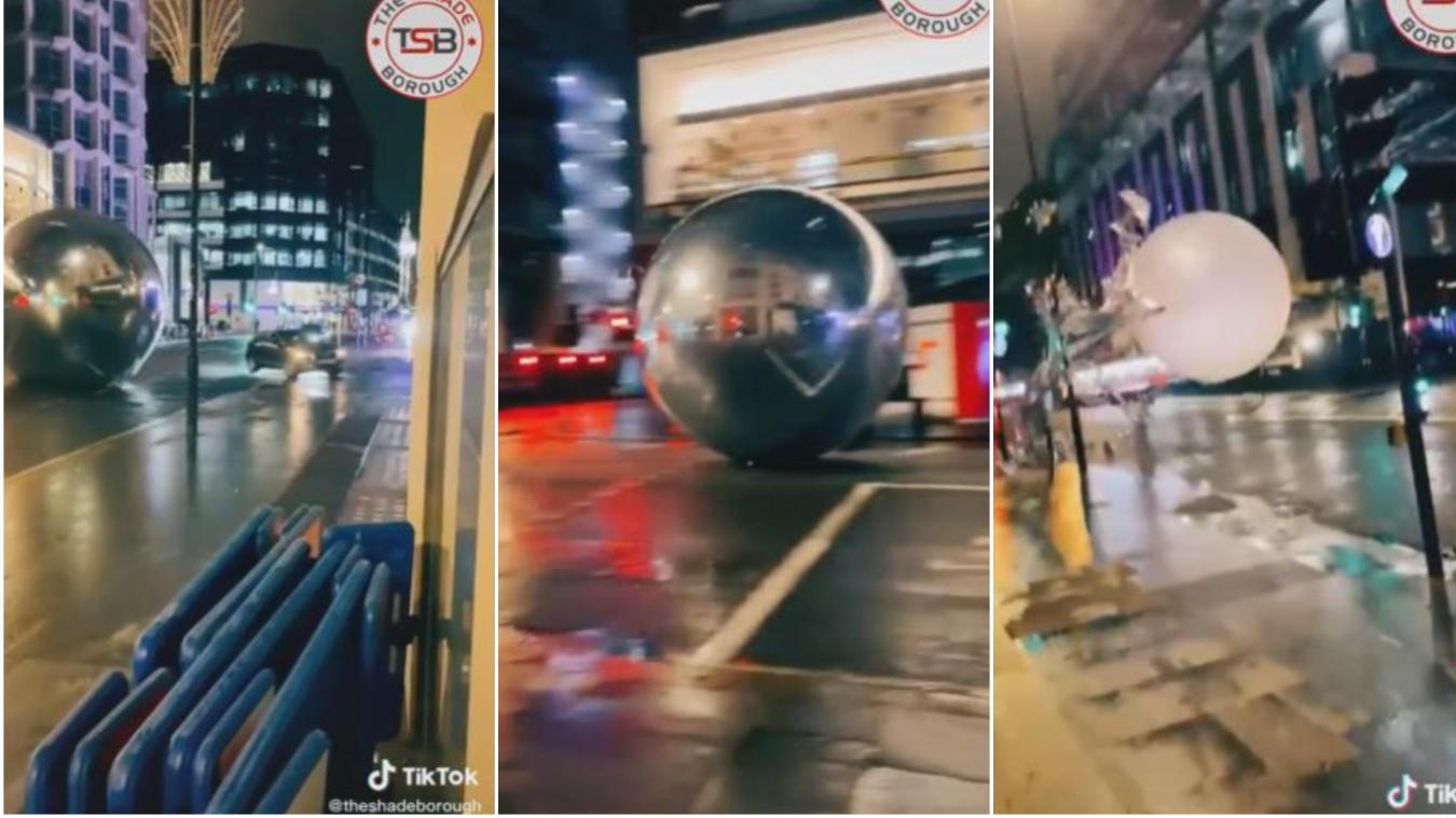 Des boules de Noël géantes sèment la panique dans les rues de Londres (Vidéo)