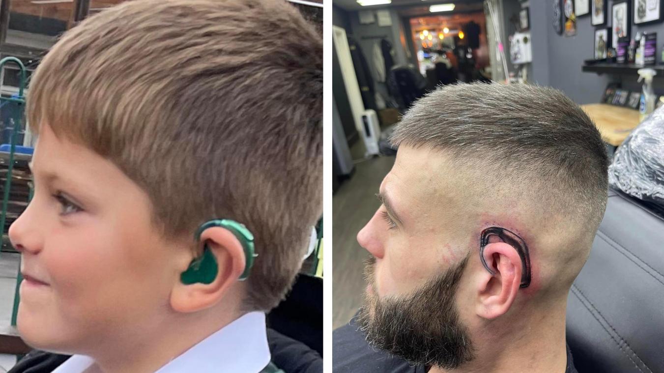 Il se fait tatouer un appareil auditif pour soutenir son fils malentendant